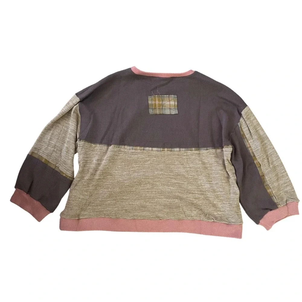 Oli & Hali Women's Patchwork Knit Crewneck Sweatshirt‎ Lagenlook- Size XL - Picture 3 of 8